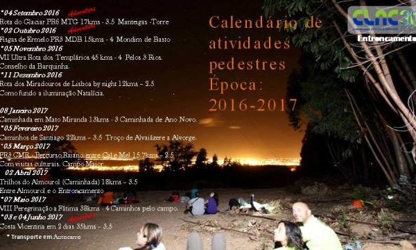 Calendário das atividades pedestres época 2016/2017
